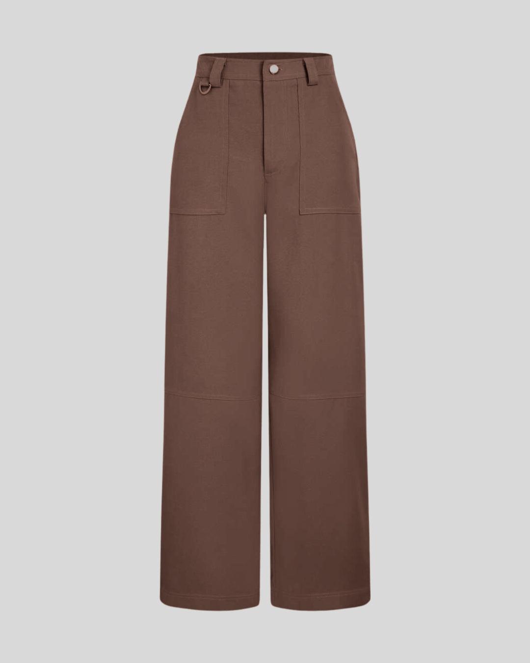 Solid Color Women Y2K Cargos In Brown