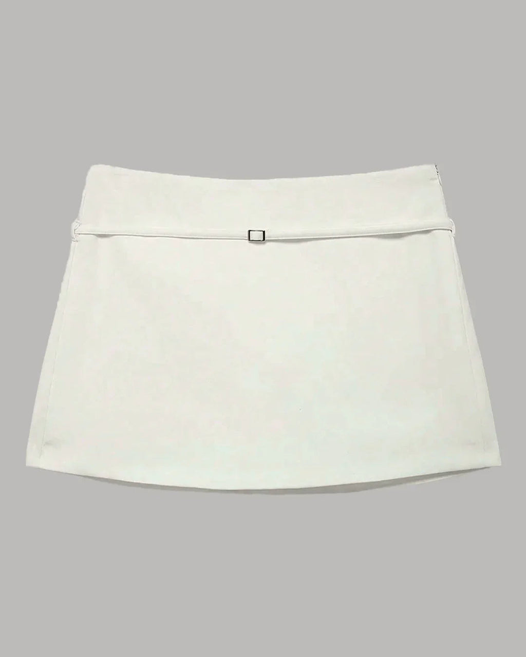 Solid Color Zipper Waist Straight Skirt in Beige
