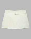 Solid Color Zipper Waist Straight Skirt in Beige
