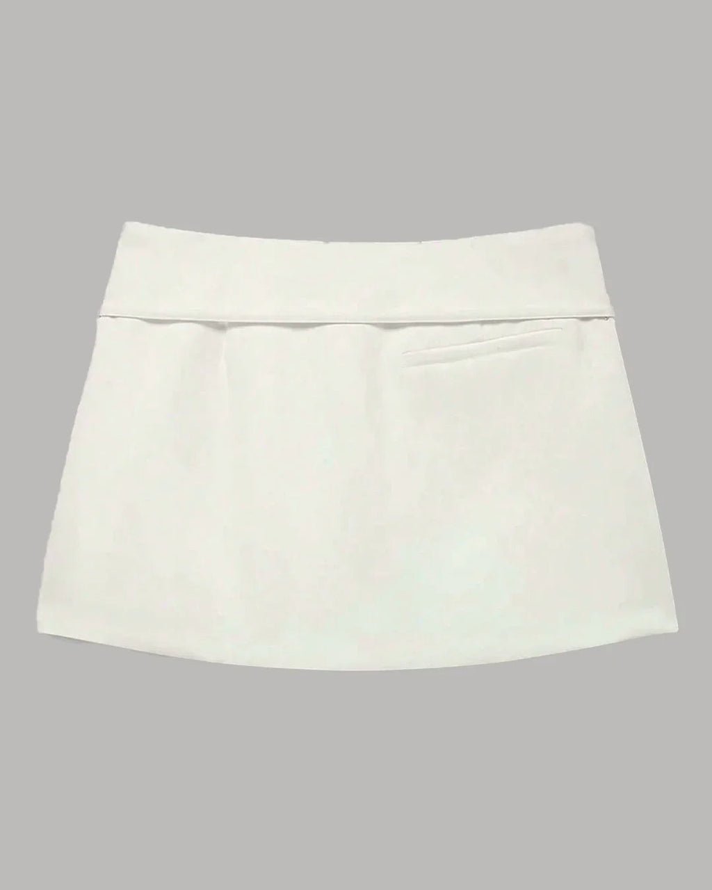 Solid Color Zipper Waist Straight Skirt in Beige