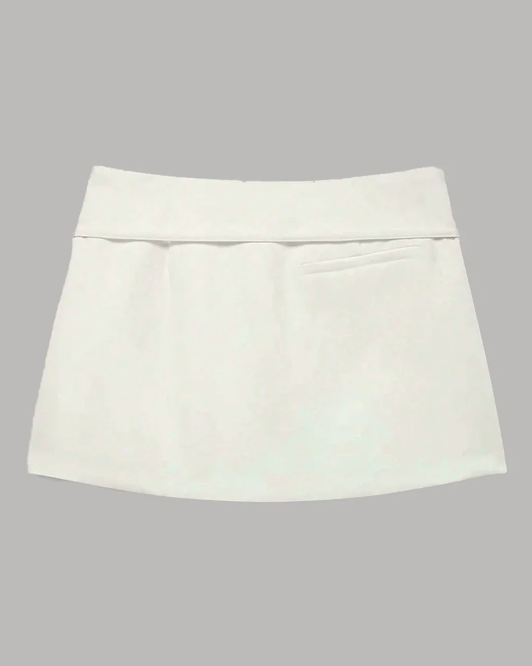 Solid Color Zipper Waist Straight Skirt in Beige