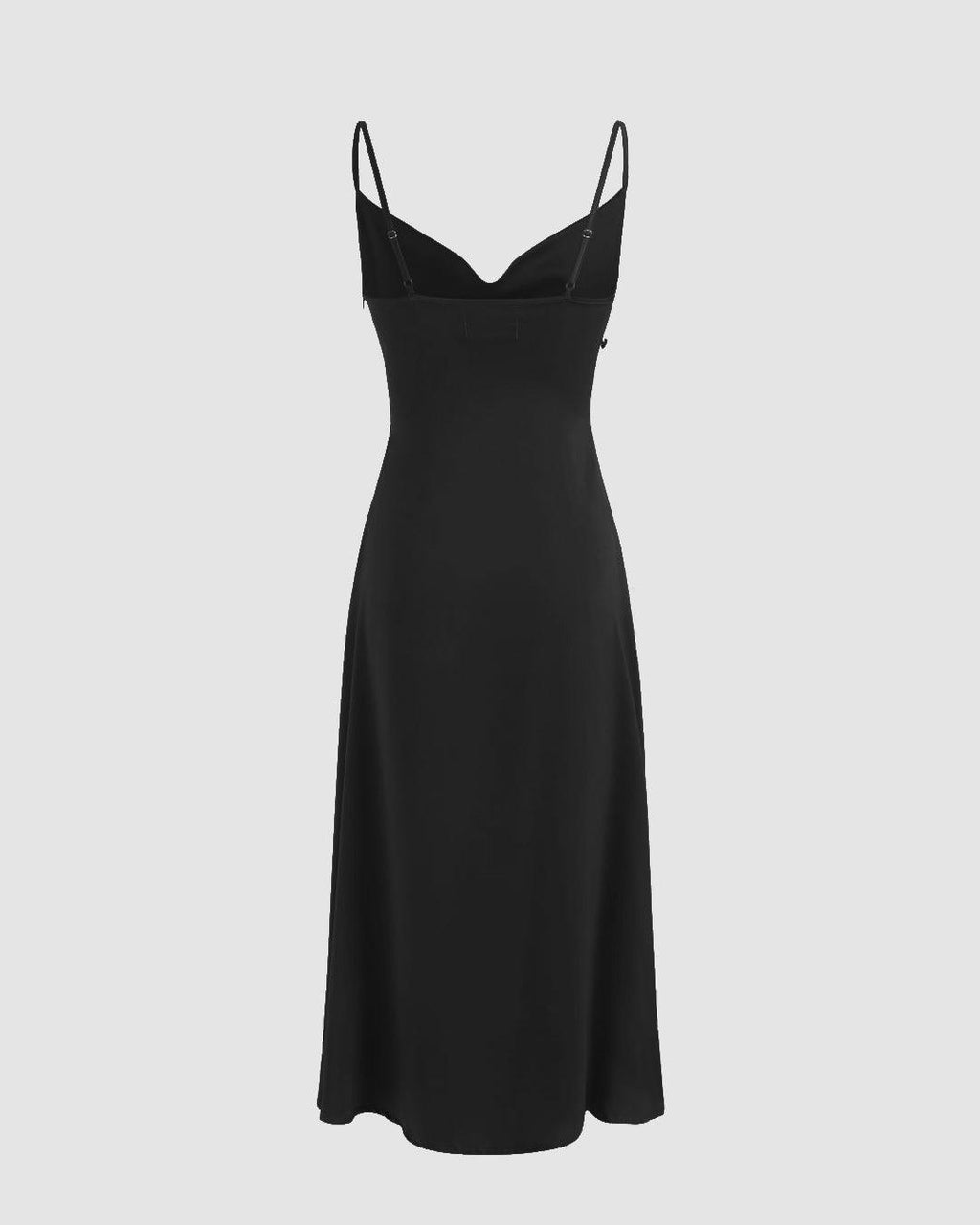 Cowl Neck Slim Fit Midi Dress in Black