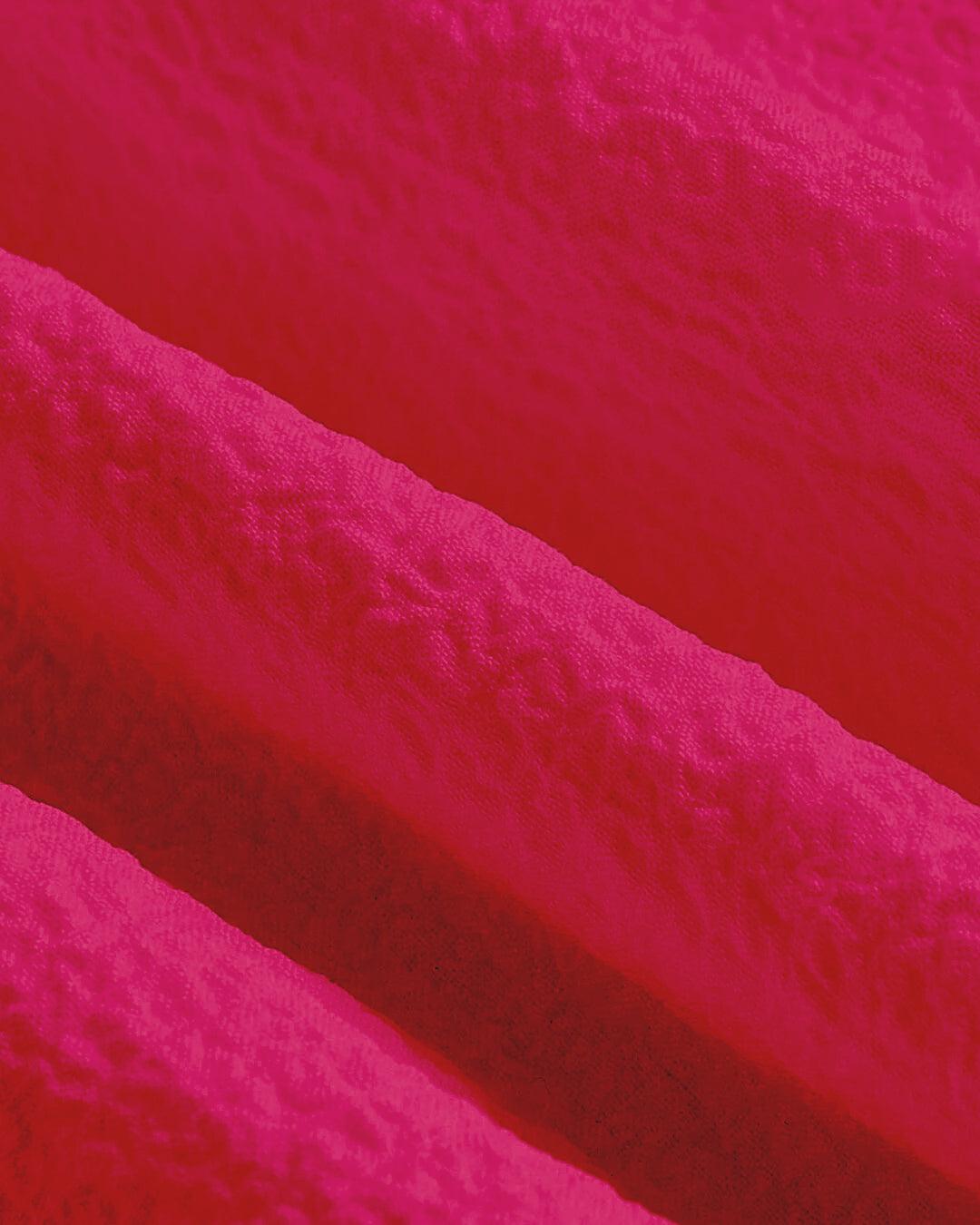 Solid Frill Trim Tie Front Hot Pink Dress