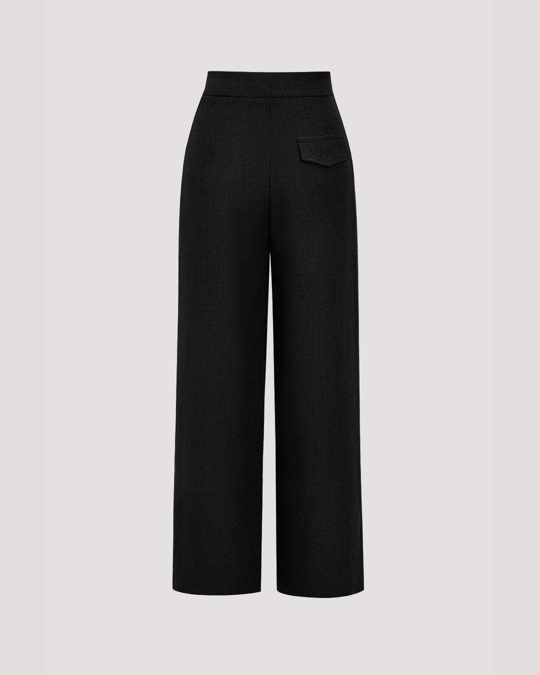 Solid Knot Asymmetrical Trousers In Black