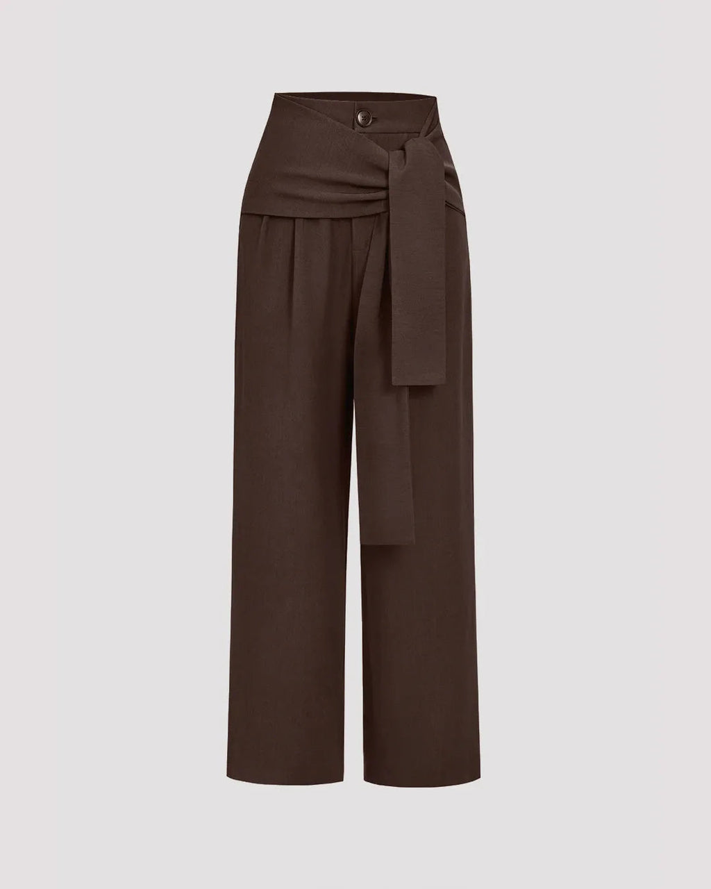 Solid Knot Asymmetrical Trousers In Coco Brown