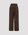 Solid Knot Asymmetrical Trousers In Coco Brown
