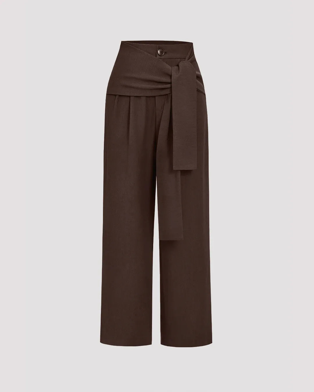 Solid Knot Asymmetrical Trousers In Coco Brown