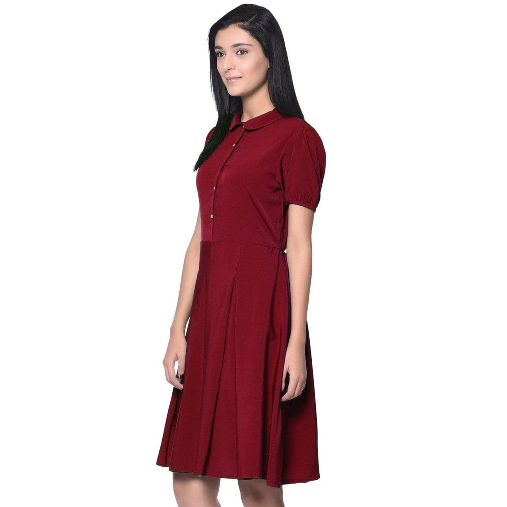 Solid Peterpan Collar Skater Dress