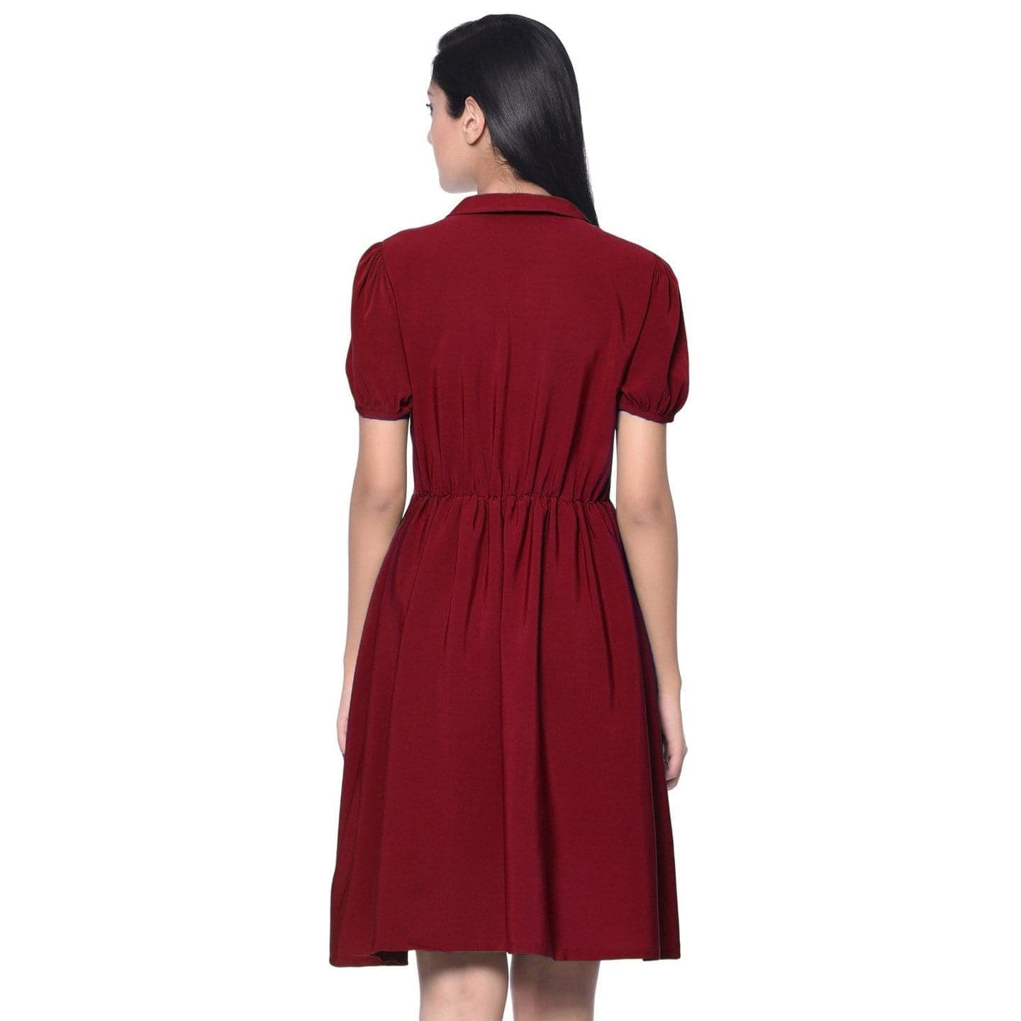 Solid Peterpan Collar Skater Dress