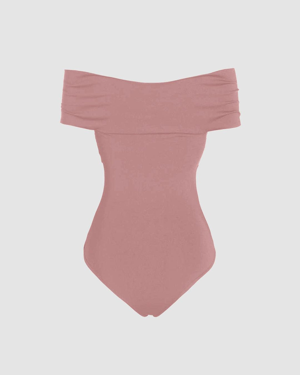 Solid Off-Shoulder Pink Bodysuit