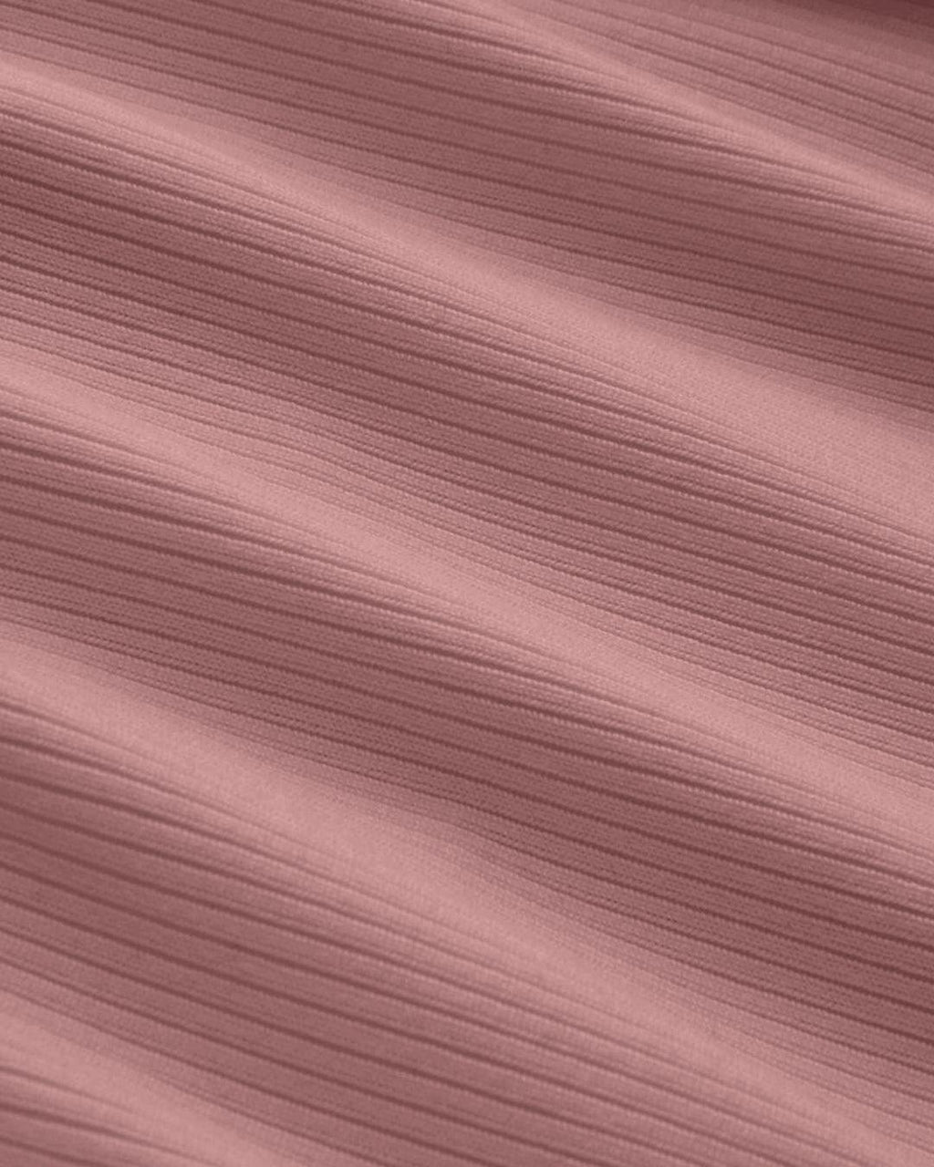 Solid Ribbed V-Neck Long Sleeves Wrap Top In Dusty Pink