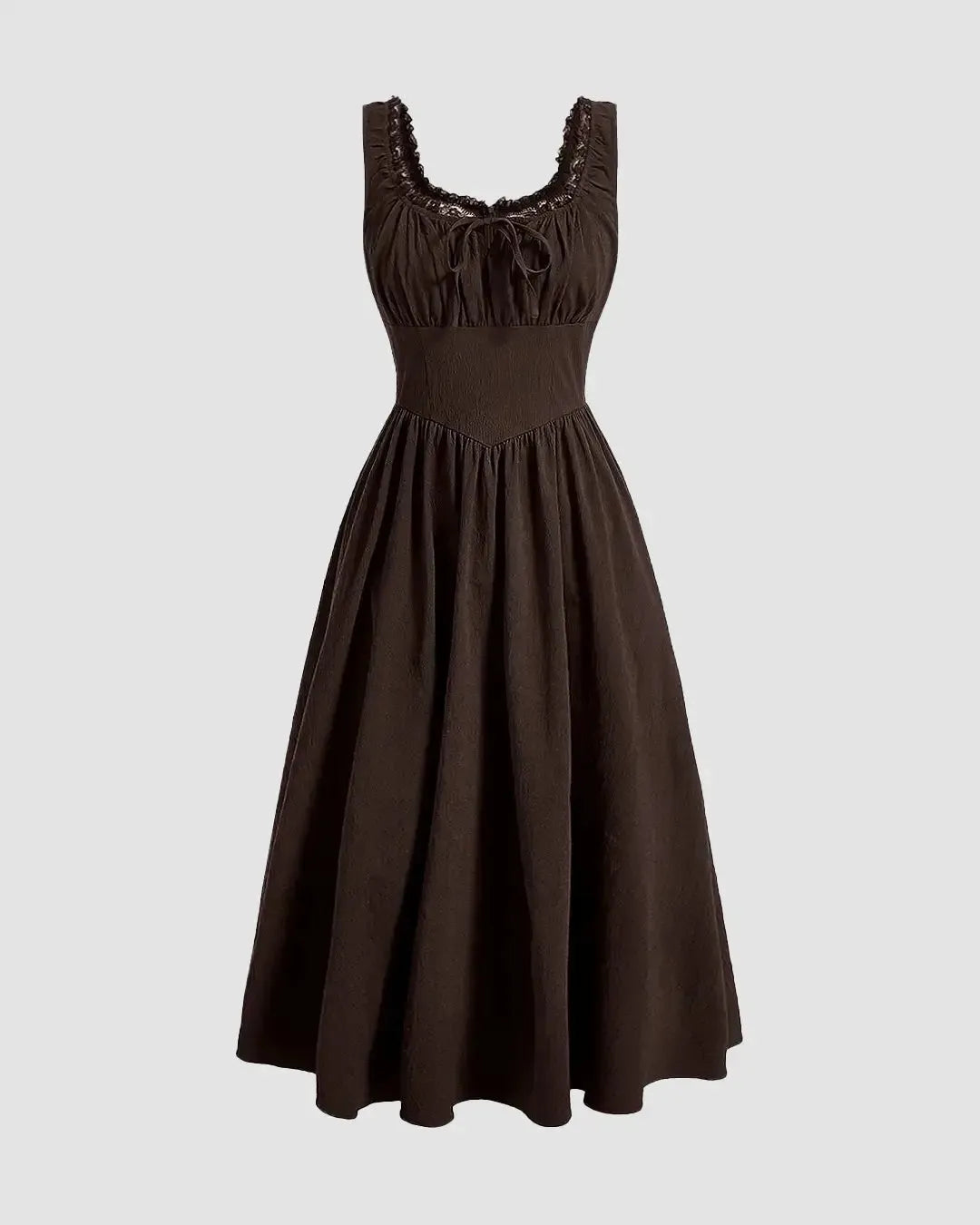 Solid Ruched Bust Dress In Chocolate Fondae