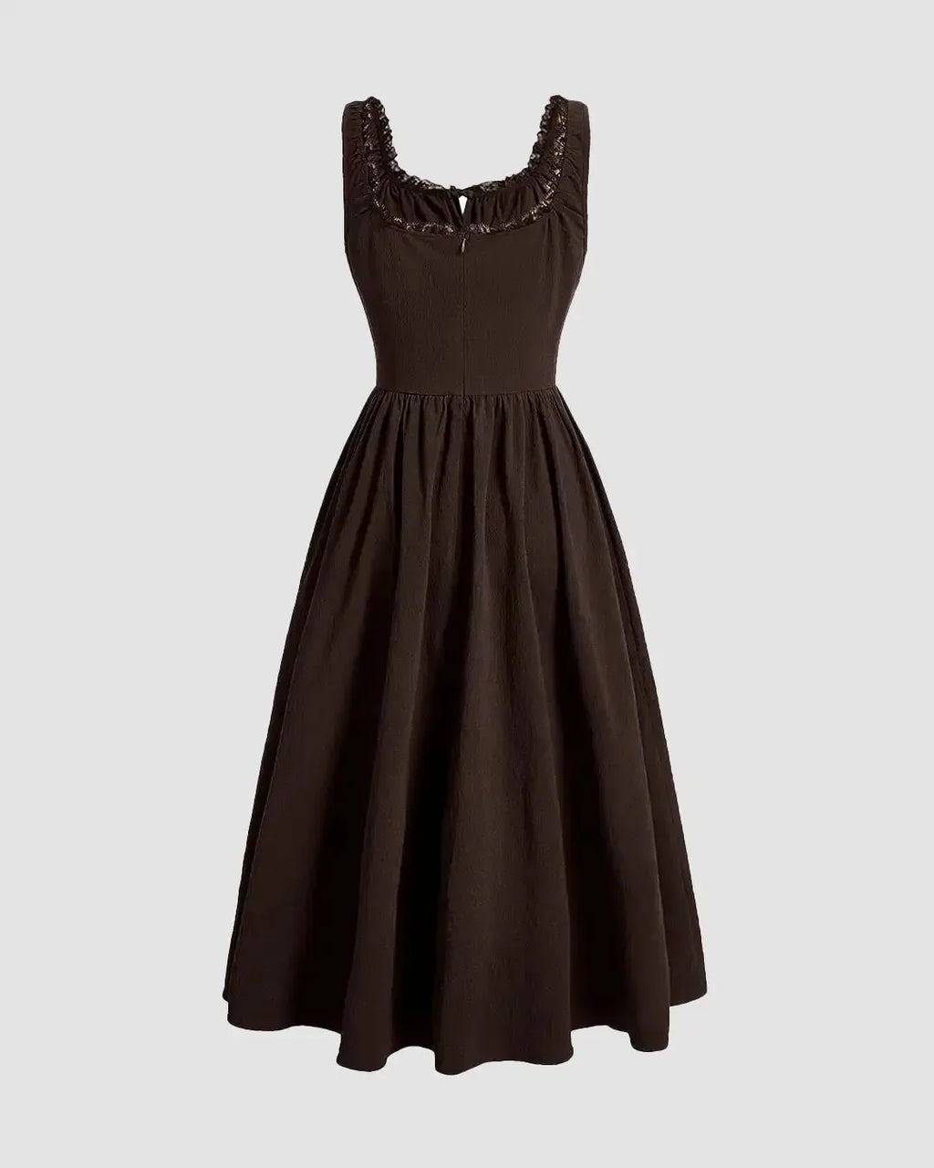 Solid Ruched Bust Dress In Chocolate Fondae