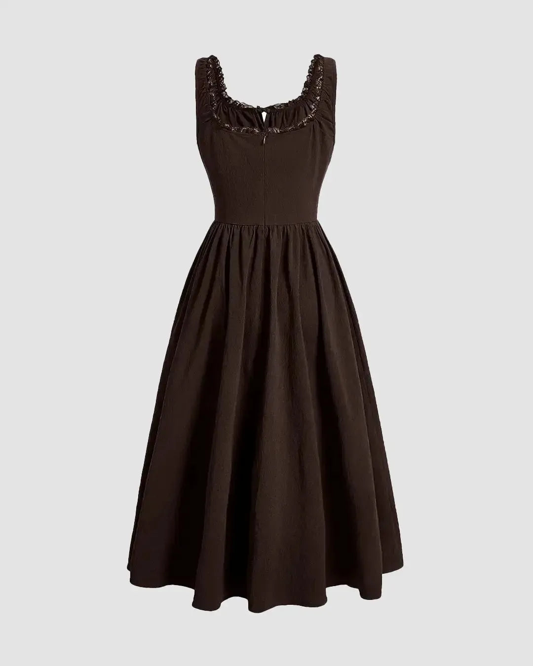 Solid Ruched Bust Dress In Chocolate Fondae