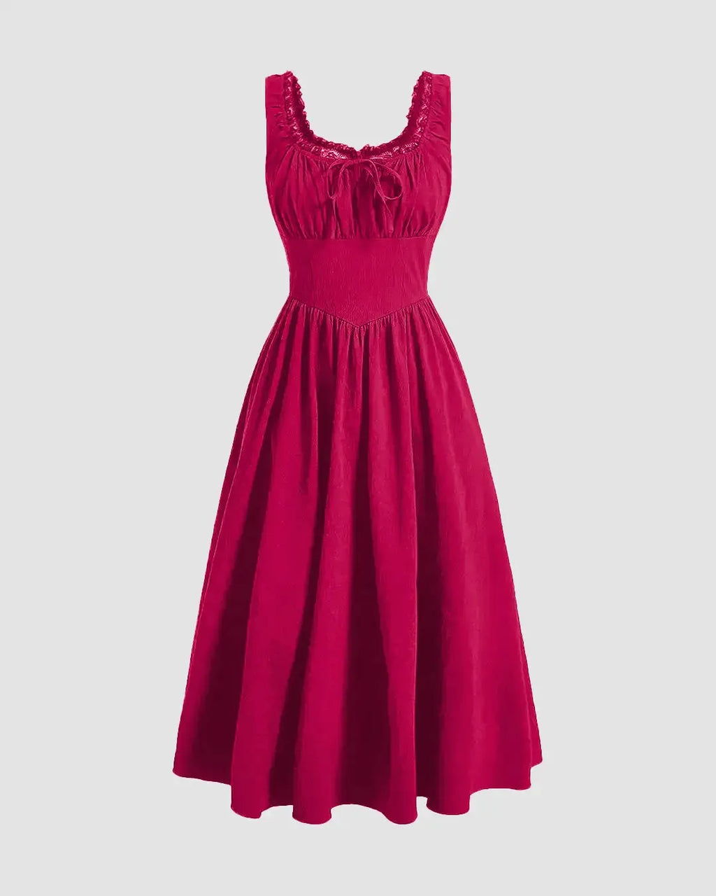 Solid Ruched Bust Dress In Hot Pink