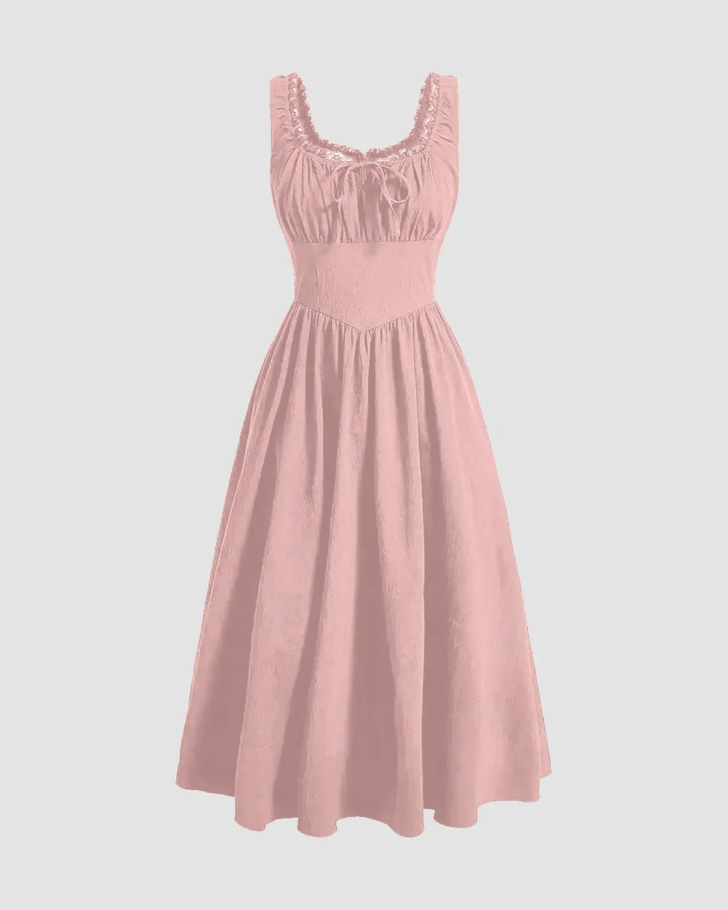 Solid Ruched Bust Dress In Powder Pink