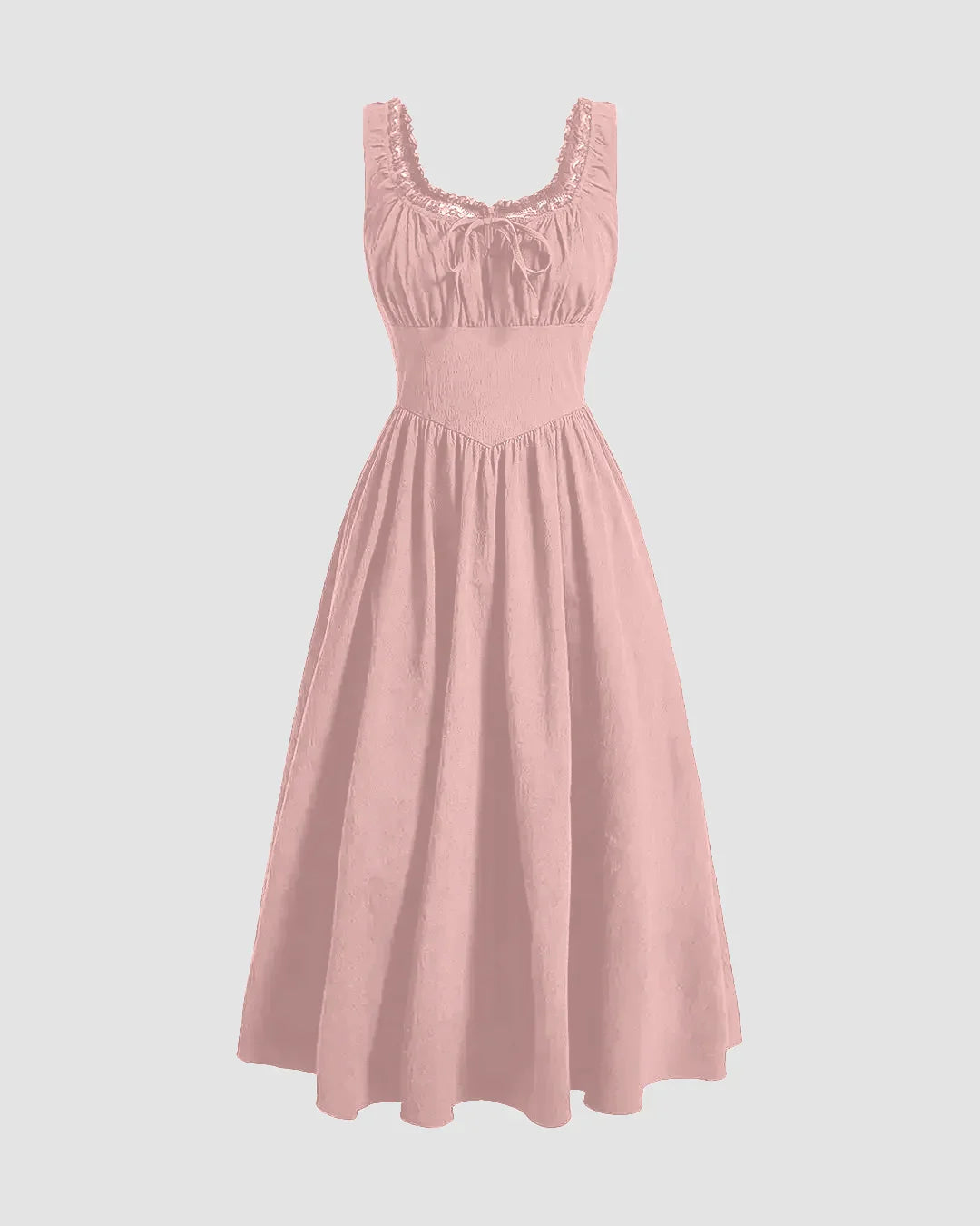 Solid Ruched Bust Dress In Powder Pink