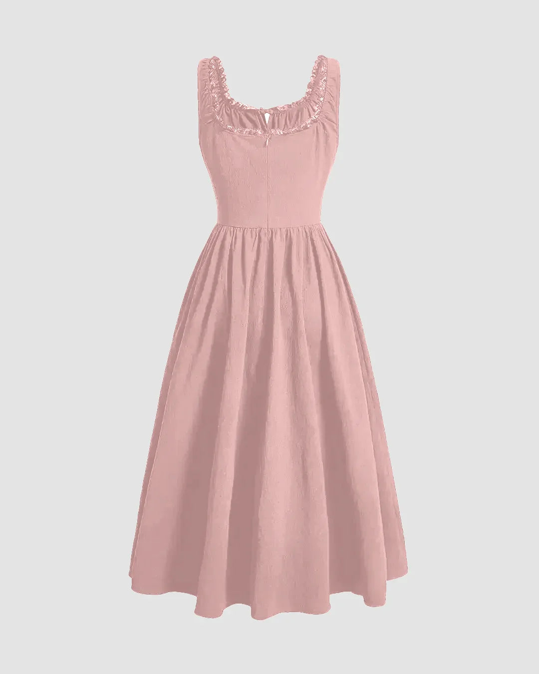 Solid Ruched Bust Dress In Powder Pink