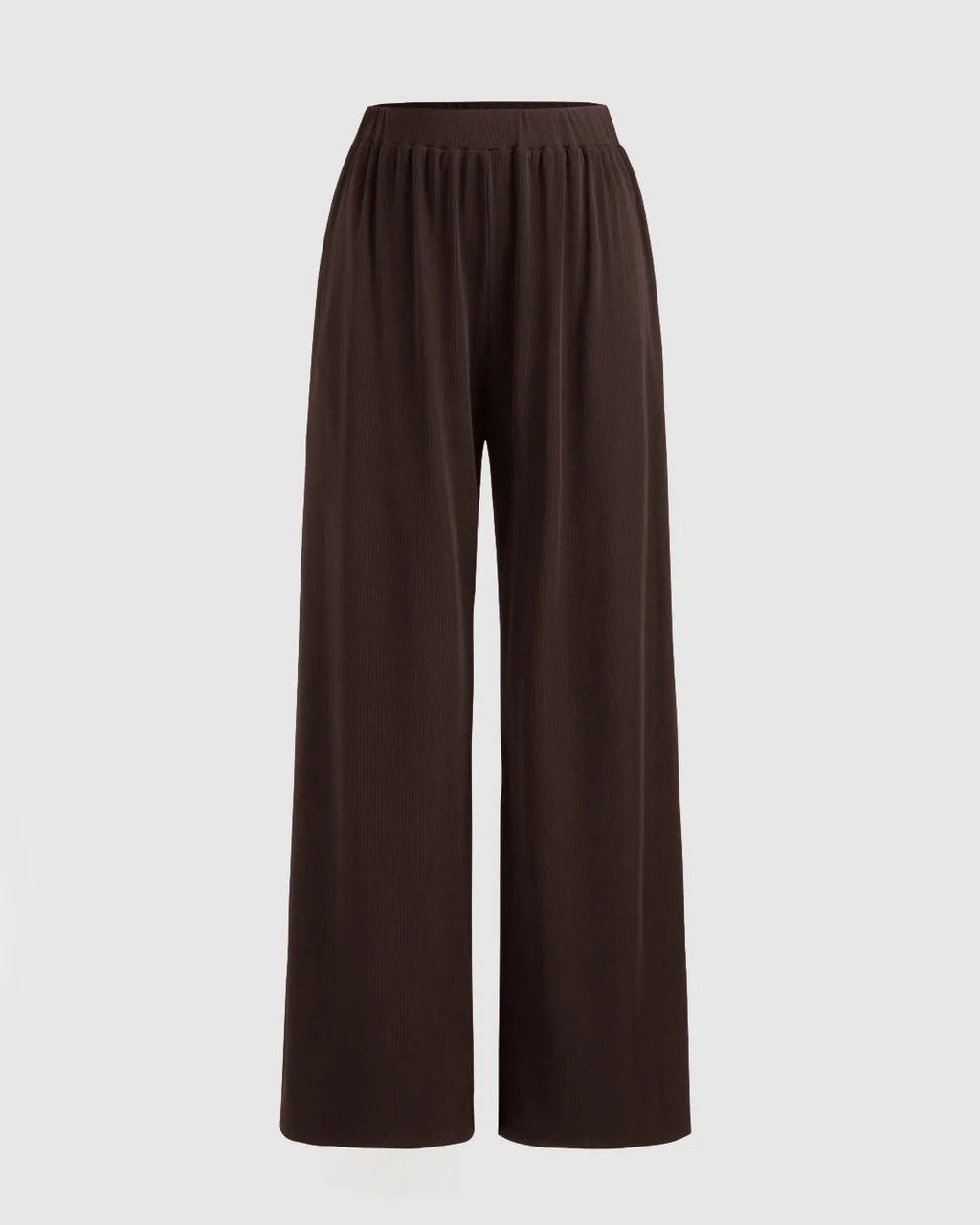 Solid Ruched Hoodie & Mid Rise Knotted Straight Leg Trousers Set In Chocolate Brown