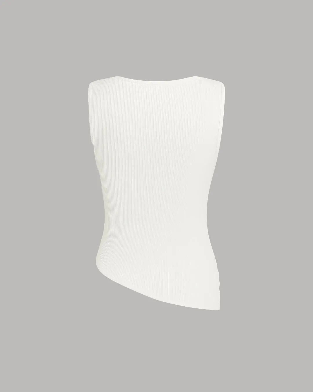 Solid Ruched Round Neck Crop Top In Milky White