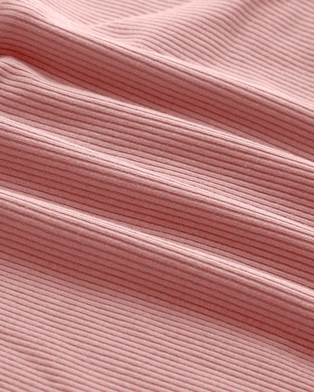 Solid Ruched Round Neck Crop Top In Pink