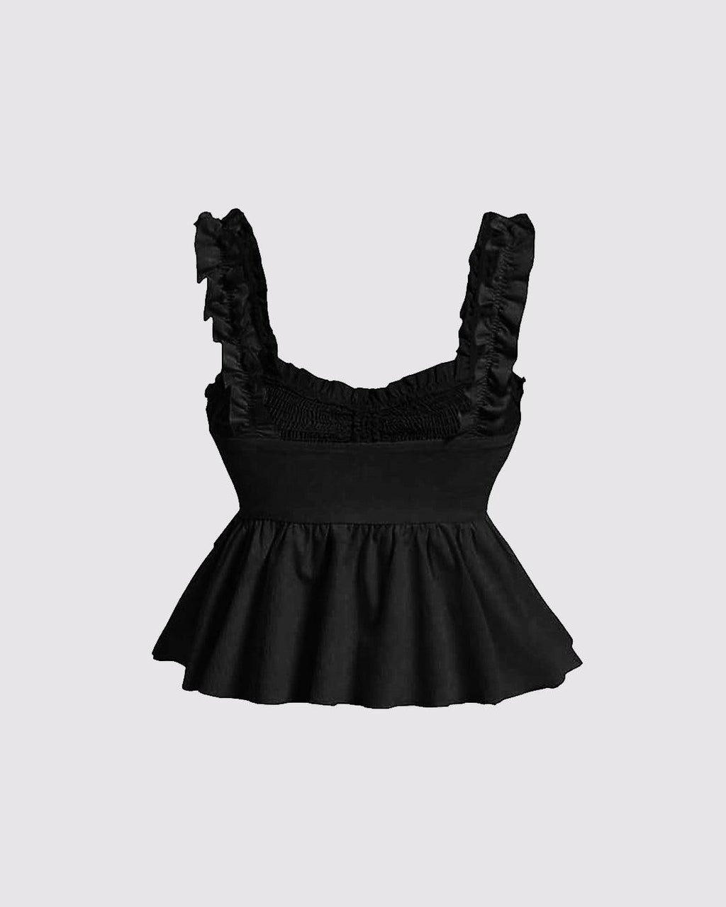 Solid Ruffle Front Tie Bow Sleeveless Black Crop Top