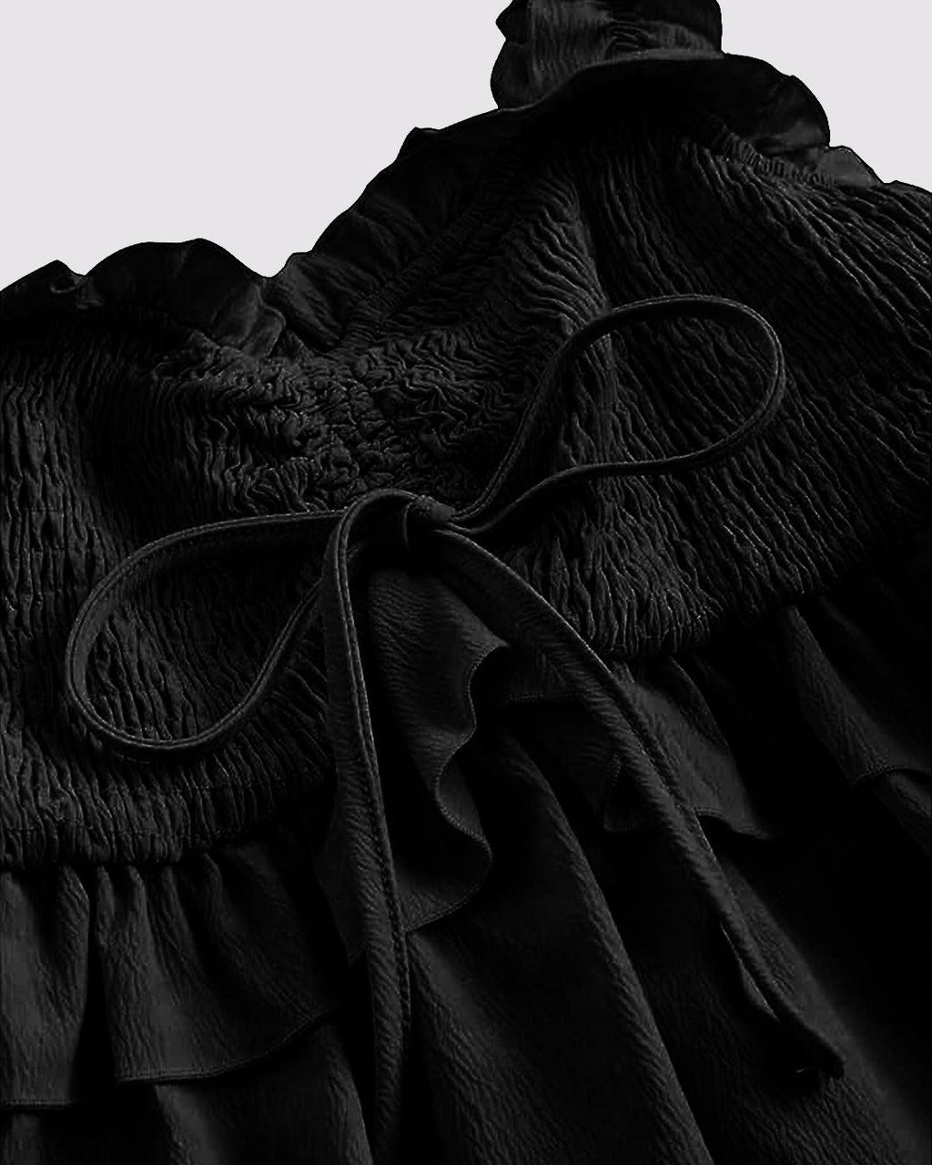 Solid Ruffle Front Tie Bow Sleeveless Black Crop Top