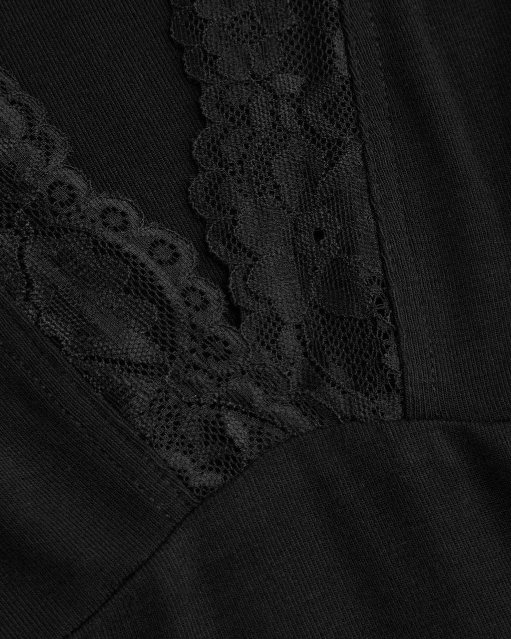Solid V Neck Long Sleeve Lace Top