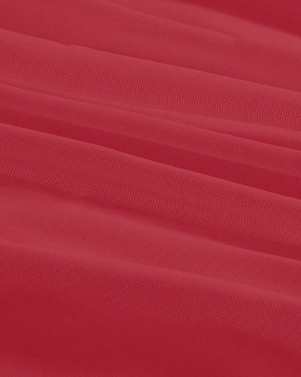 Square Neck Bell Sleeve Asymmetrical Sheer Mesh Red Crop Top
