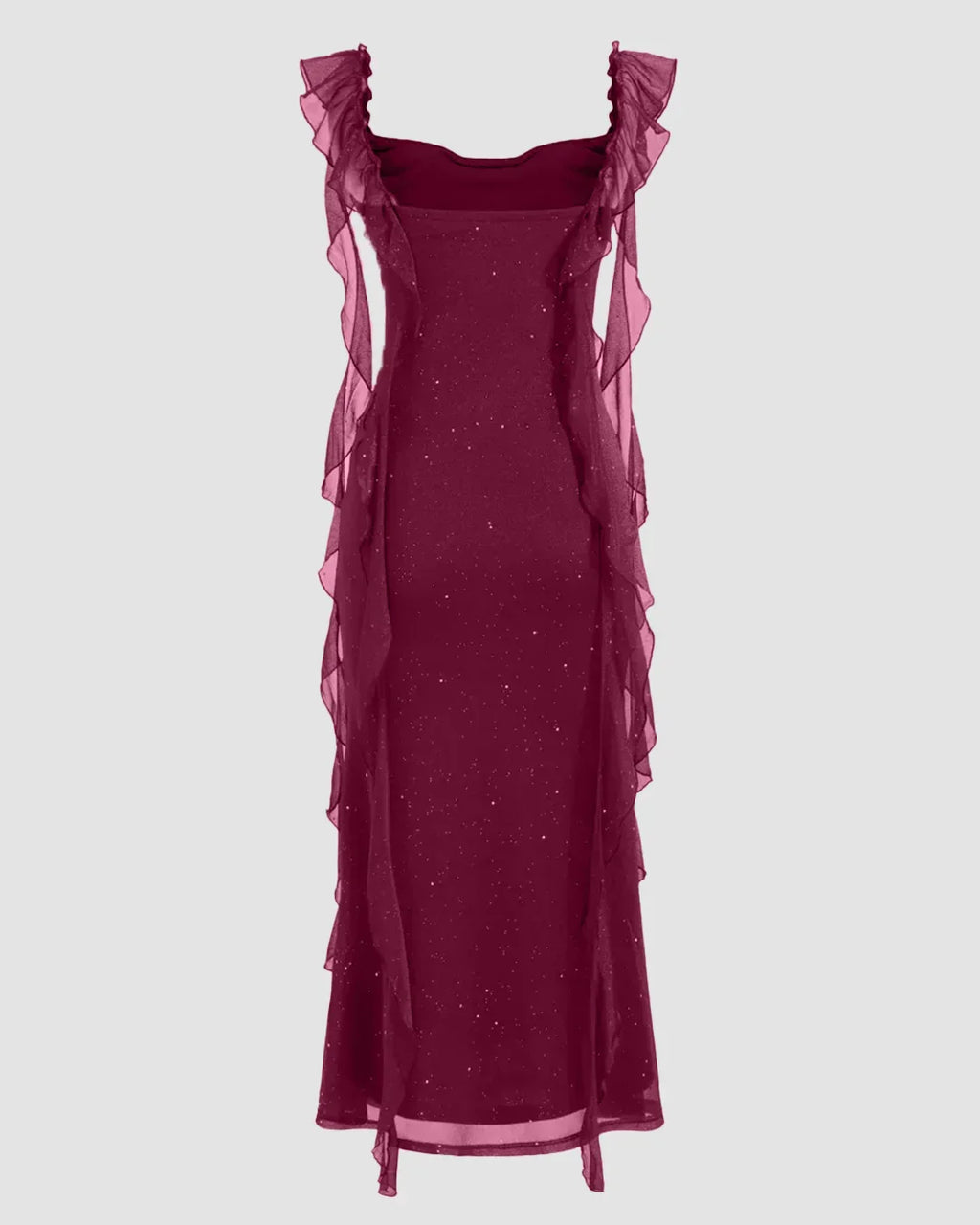 Square Neck Bodycon Midi Dress in Maroon
