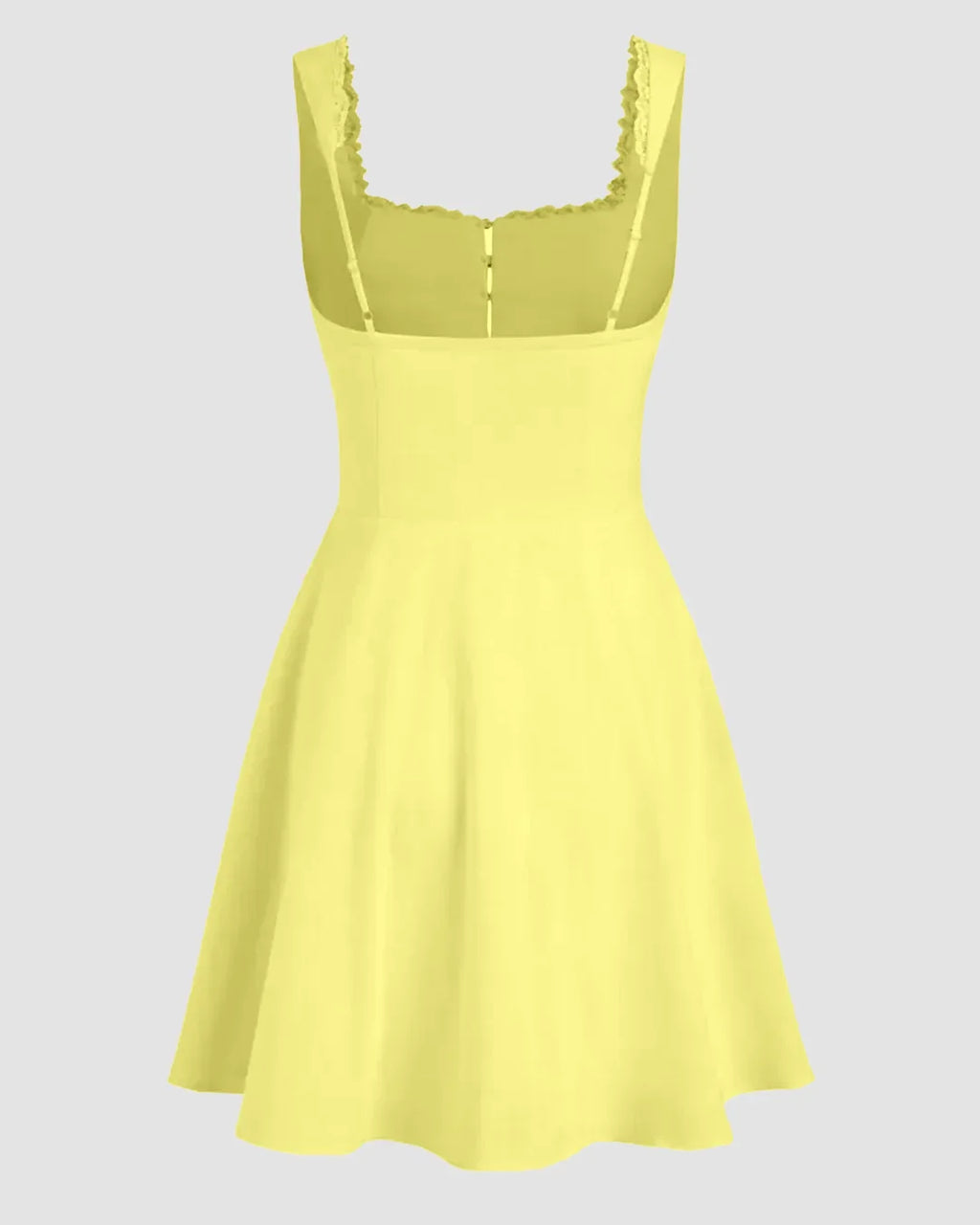 Square Neck Fit & Flare A-Line Mini Dress in Yellow