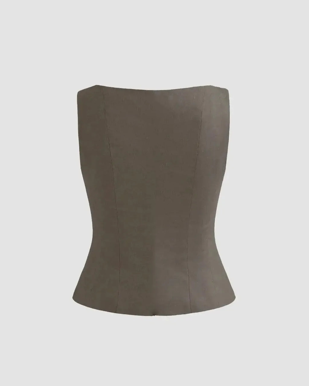 Square Neck Lace Up Sleeveless Grey Tank Top