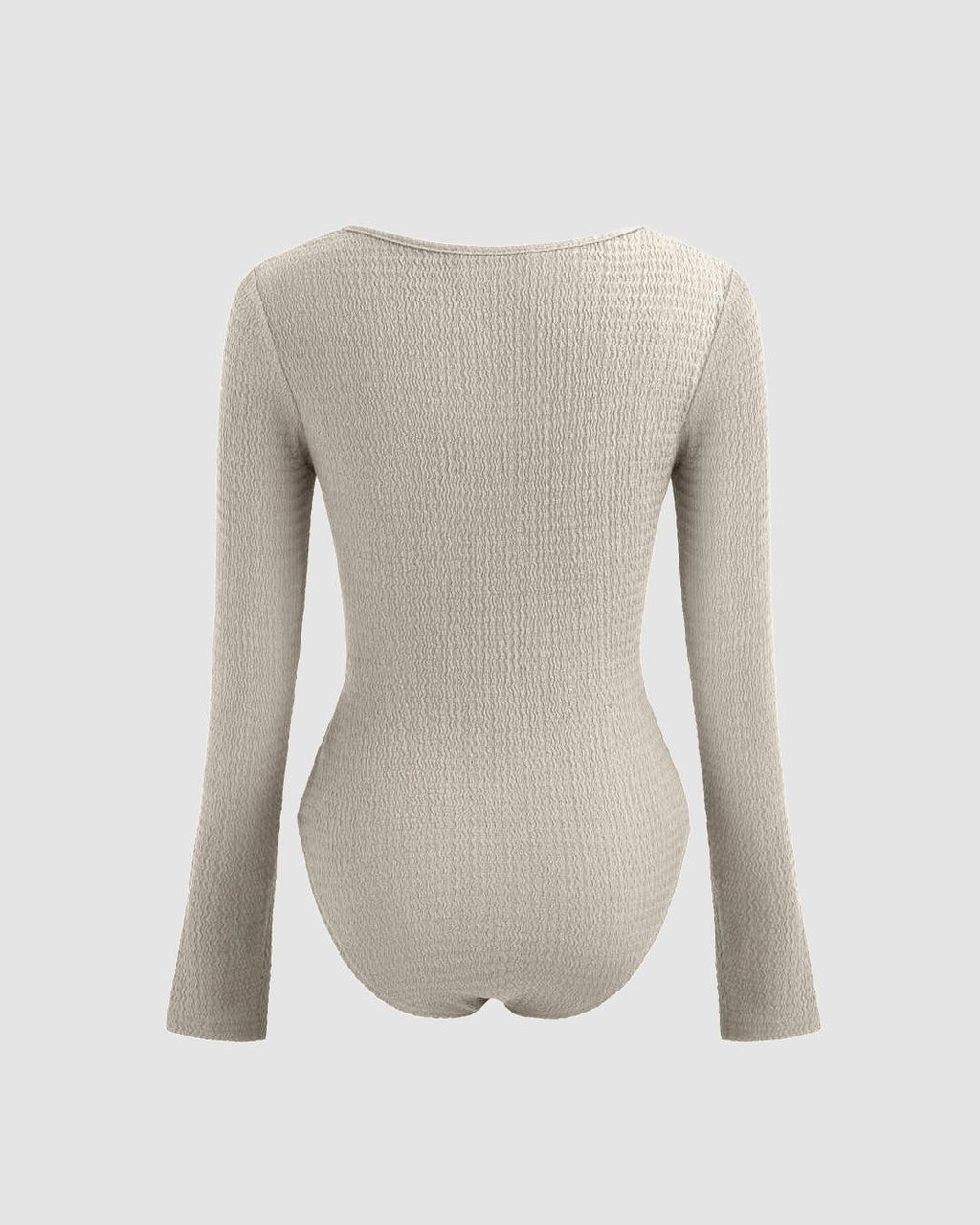 Square Neck Long Sleeve Bodysuit In Light Grey