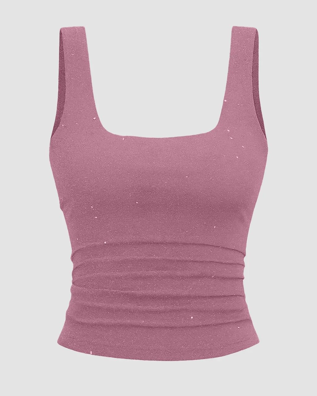Square Neck Ruched Tank Top in Pink