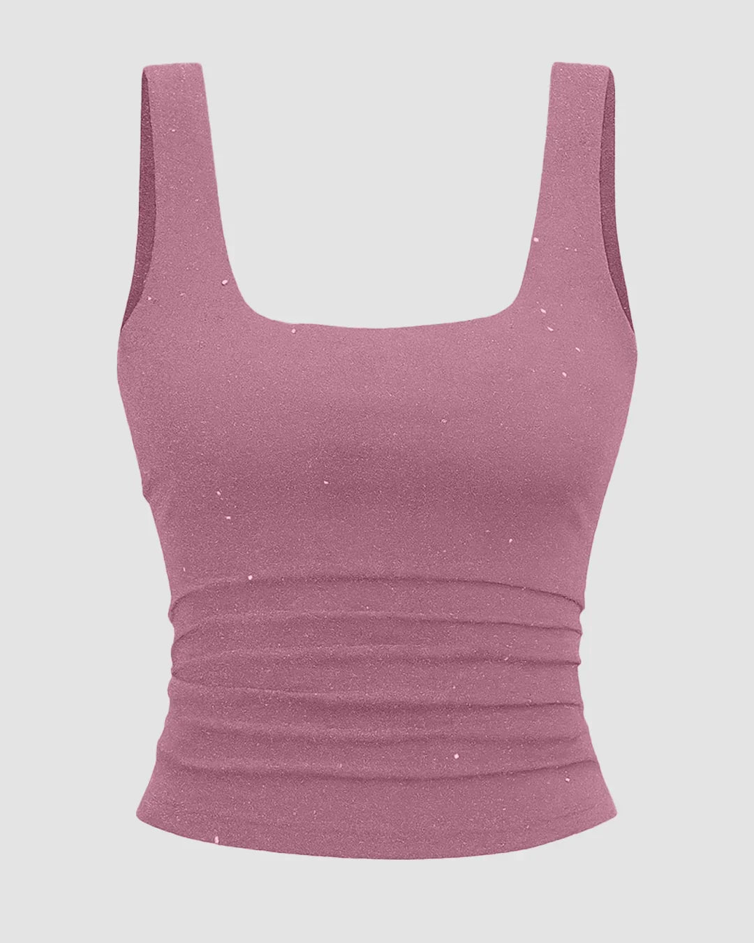 Square Neck Ruched Tank Top in Pink