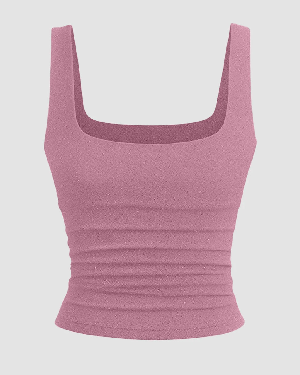 Square Neck Ruched Tank Top in Pink