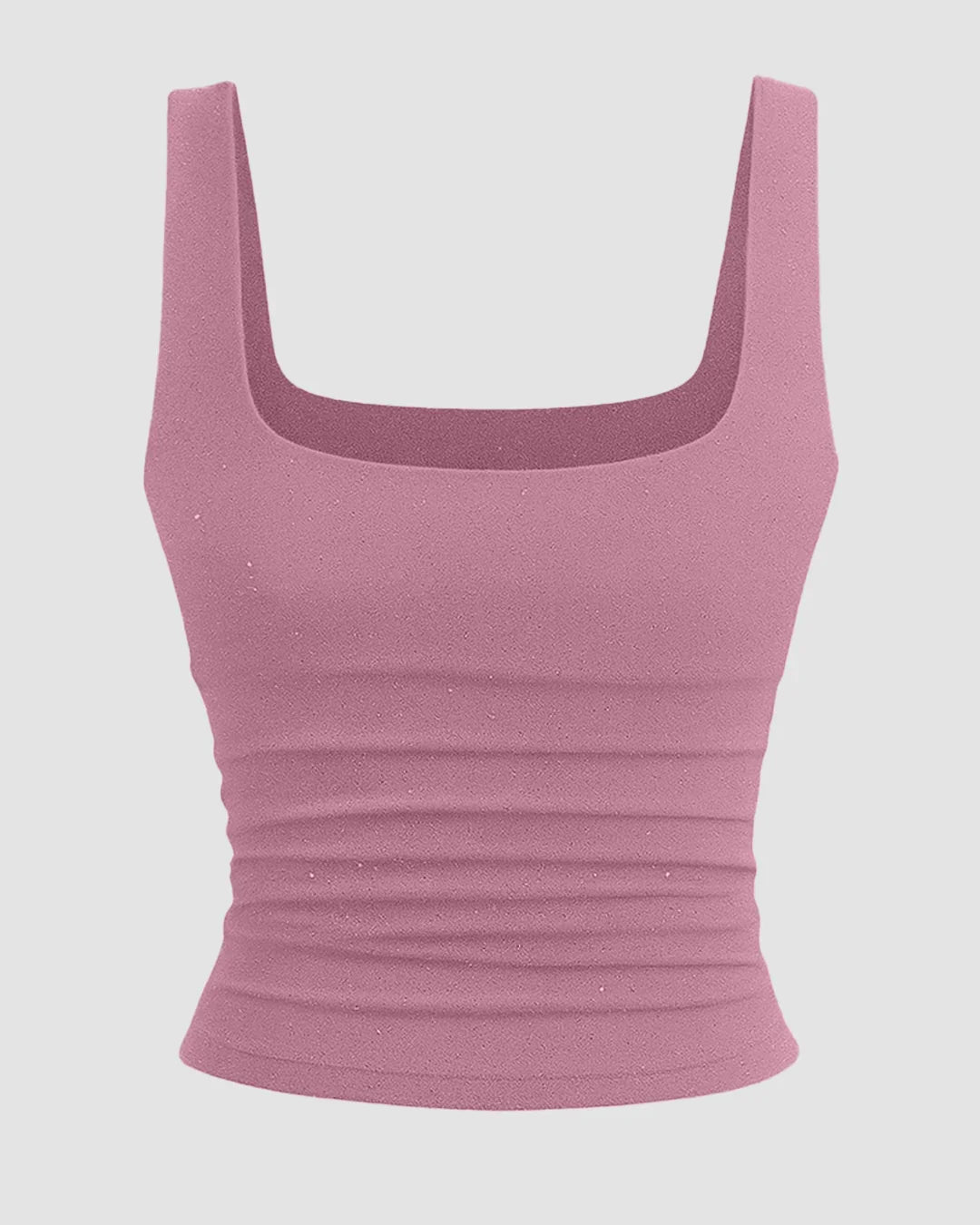 Square Neck Ruched Tank Top in Pink
