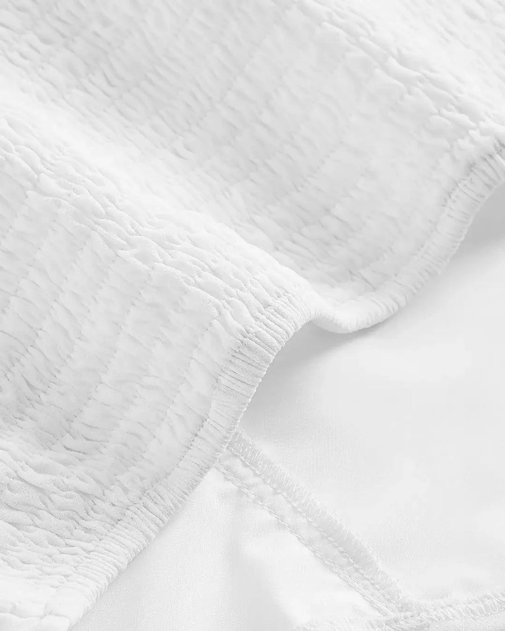 Square Neck Ruffle Trim Long Sleeve Top In White
