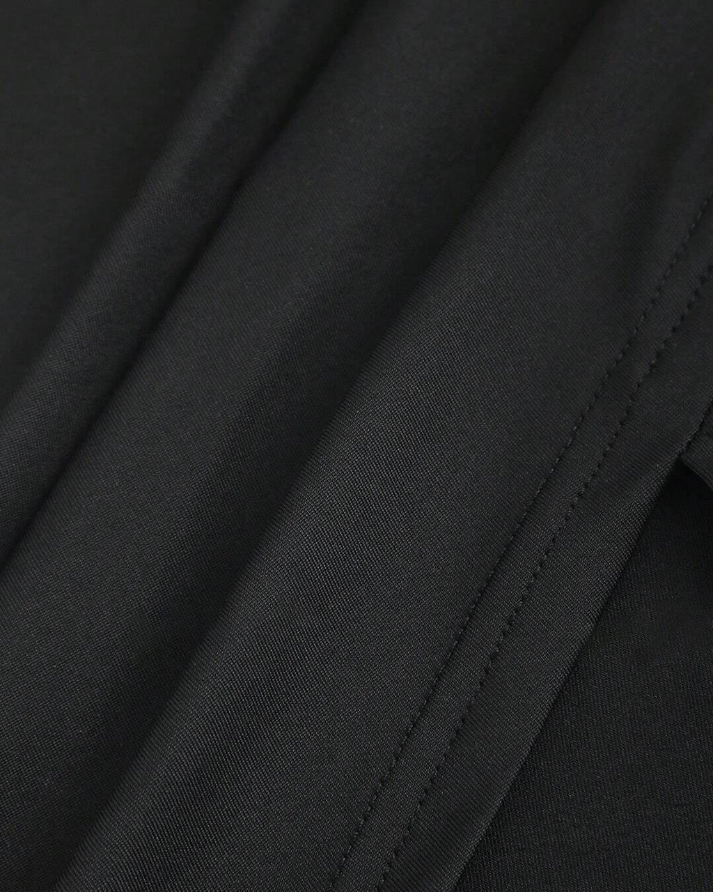 Square Neck Short Sleeve Ruched Black Dress
