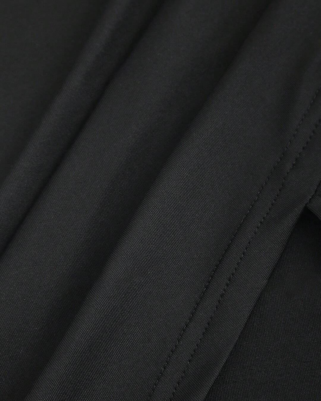 Square Neck Short Sleeve Ruched Black Dress