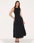 Square Neck Sleeveless Fit & Flare Maxi Dress in Black