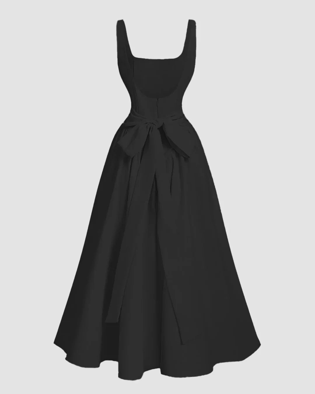 Square Neck Sleeveless Flared Maxi Dress in Black