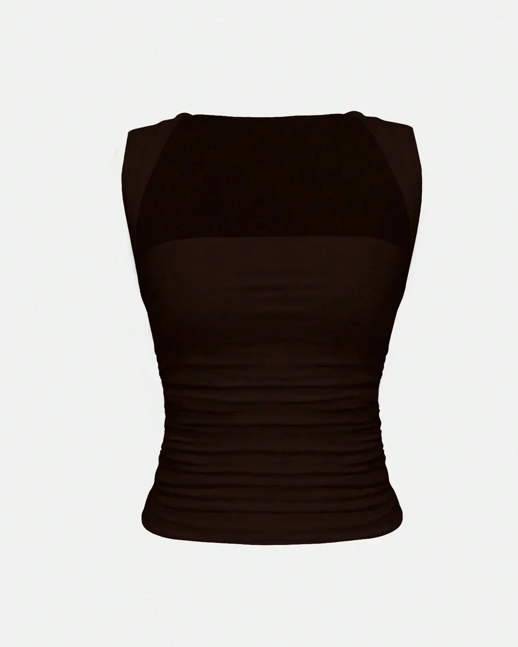 Square Neck Slim-Fit Straight Hem Solid Sleeveless Tank Top in Brown