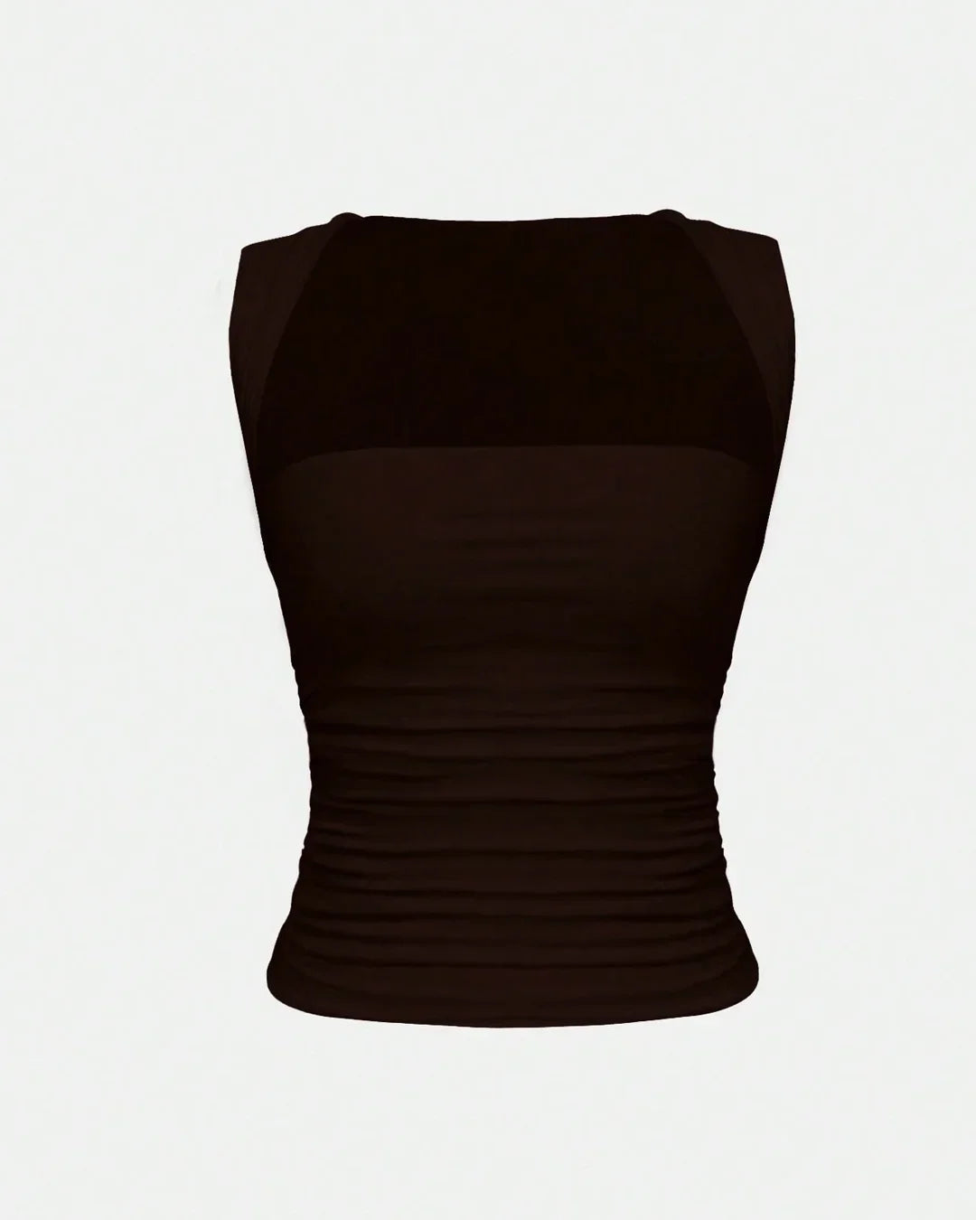 Square Neck Slim-Fit Straight Hem Solid Sleeveless Tank Top in Brown
