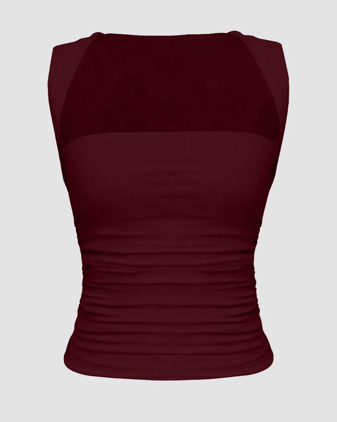 Square Neck Slim-Fit Straight Hem Solid Sleeveless Tank Top in Maroon