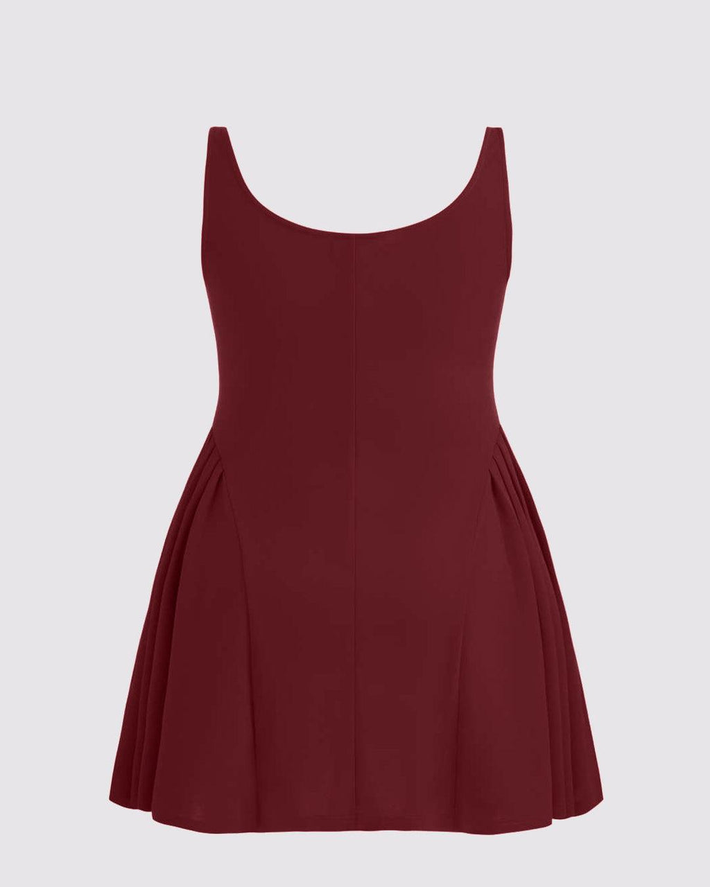Square Neck Solid Pleated Cami Mini Dress Curve & Plus In Maroon