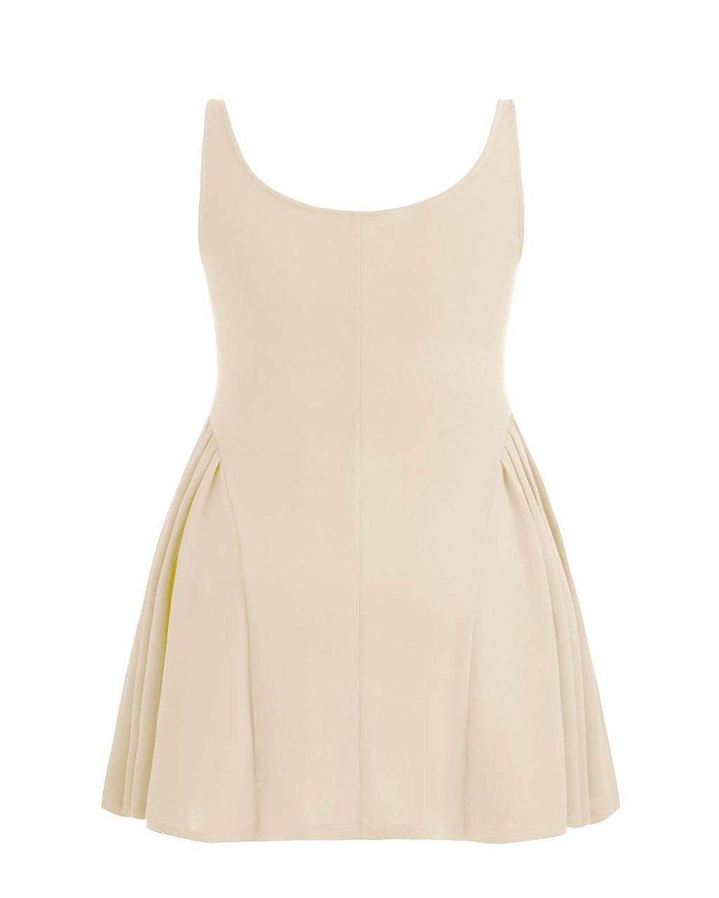 Square Neck Solid Pleated Cami Off-White Mini Dress Curve & Plus
