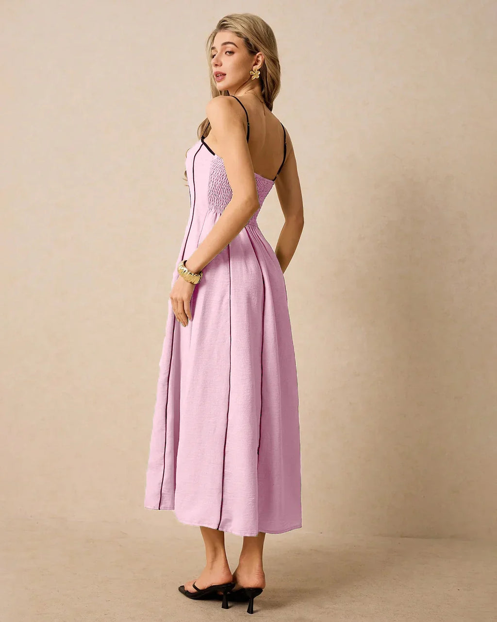 Slim Fit Strapless Midi Dress in Dark Pink