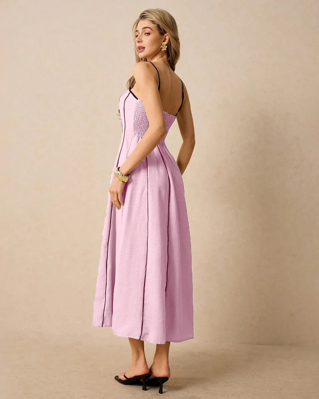 Slim Fit Strapless Midi Dress in Dark Pink