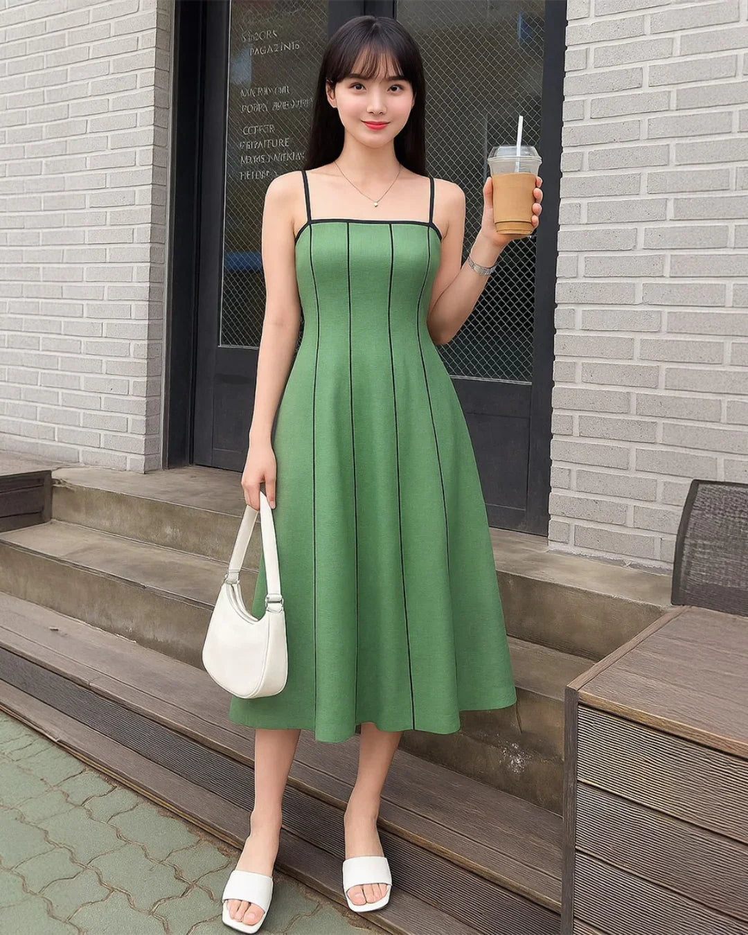 Strapless A-Line Pleated Midi Dress for Women